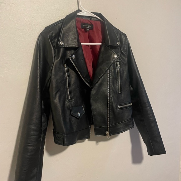 LOVE TREE Black Leather Jacket with Zippers & Buckles - Picture 7 of 7